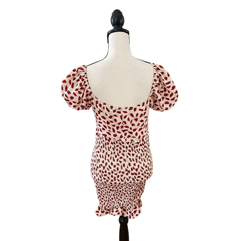 Puffy Sleeve Print Twist Front Mini Dress - Picture 4 of 4